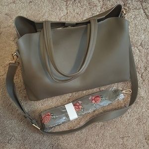 Grey Purse with multiple straps
